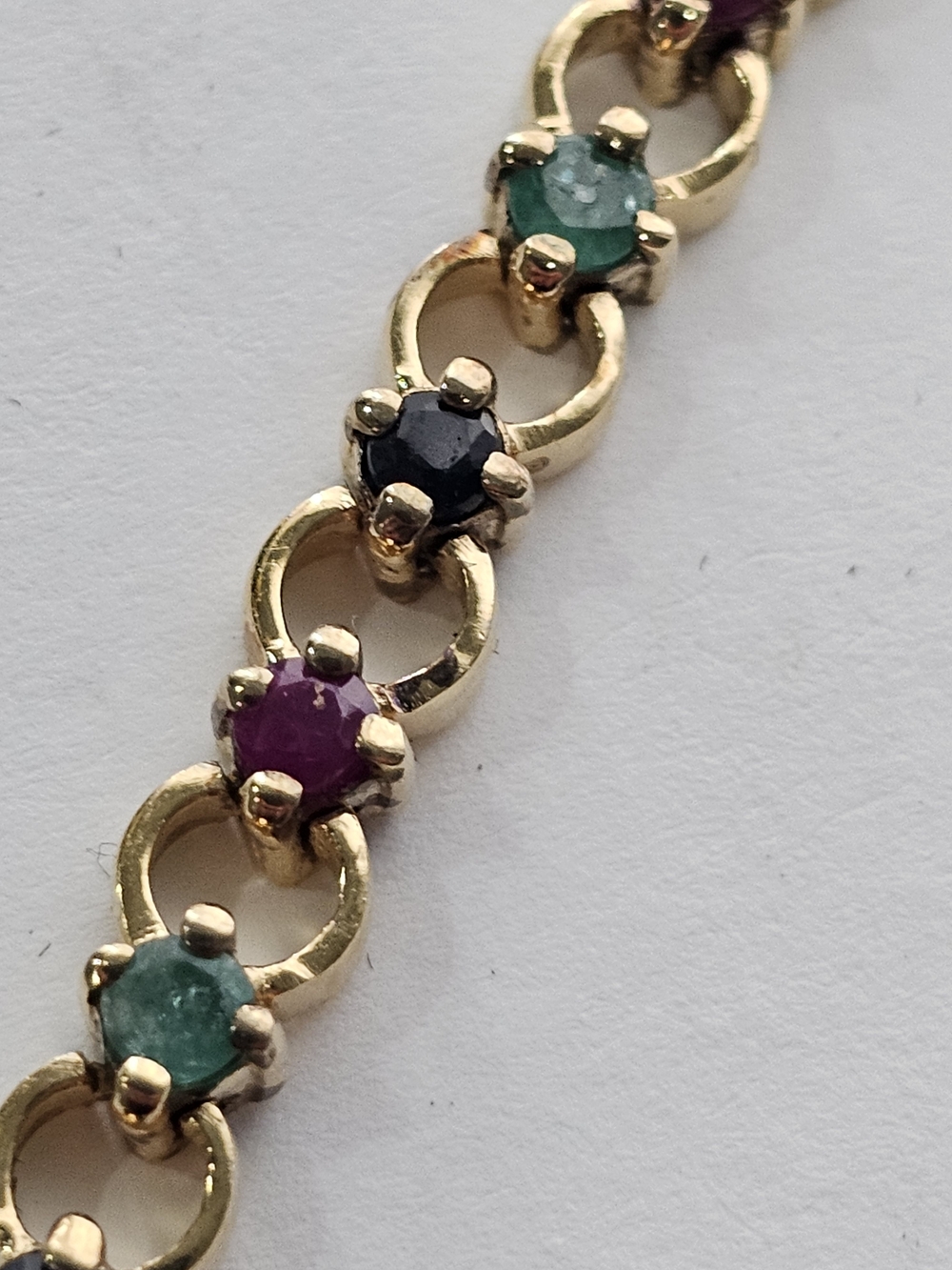 925 JSS THAILAND Genuine Ruby, Emerald, Sapphire Bracelet 8" Jewelry